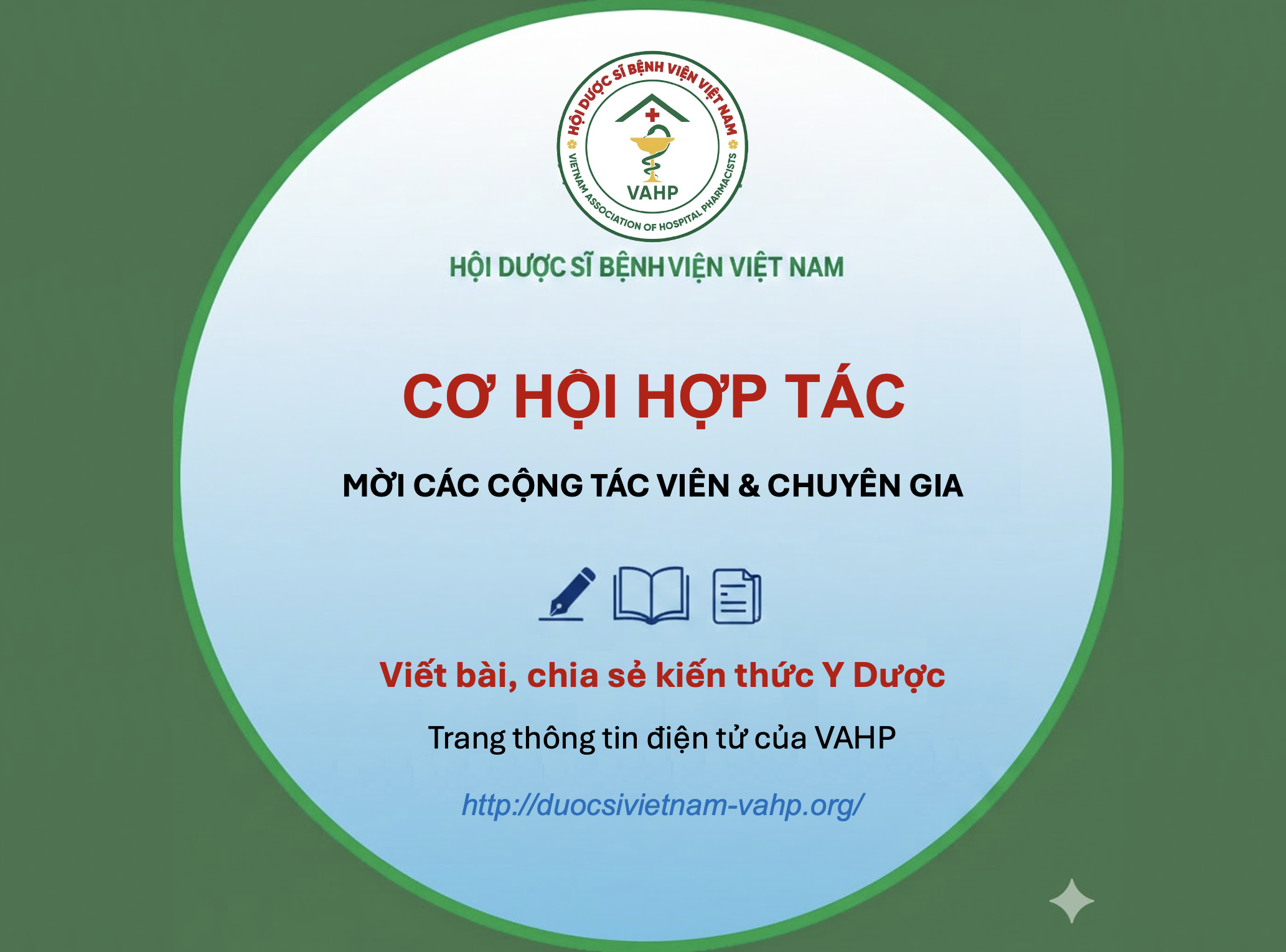 VAHP TRÂN TRỌNG MỜI CỘNG TÁC VIÊN VÀ CHUYÊN GIA Y DƯỢC