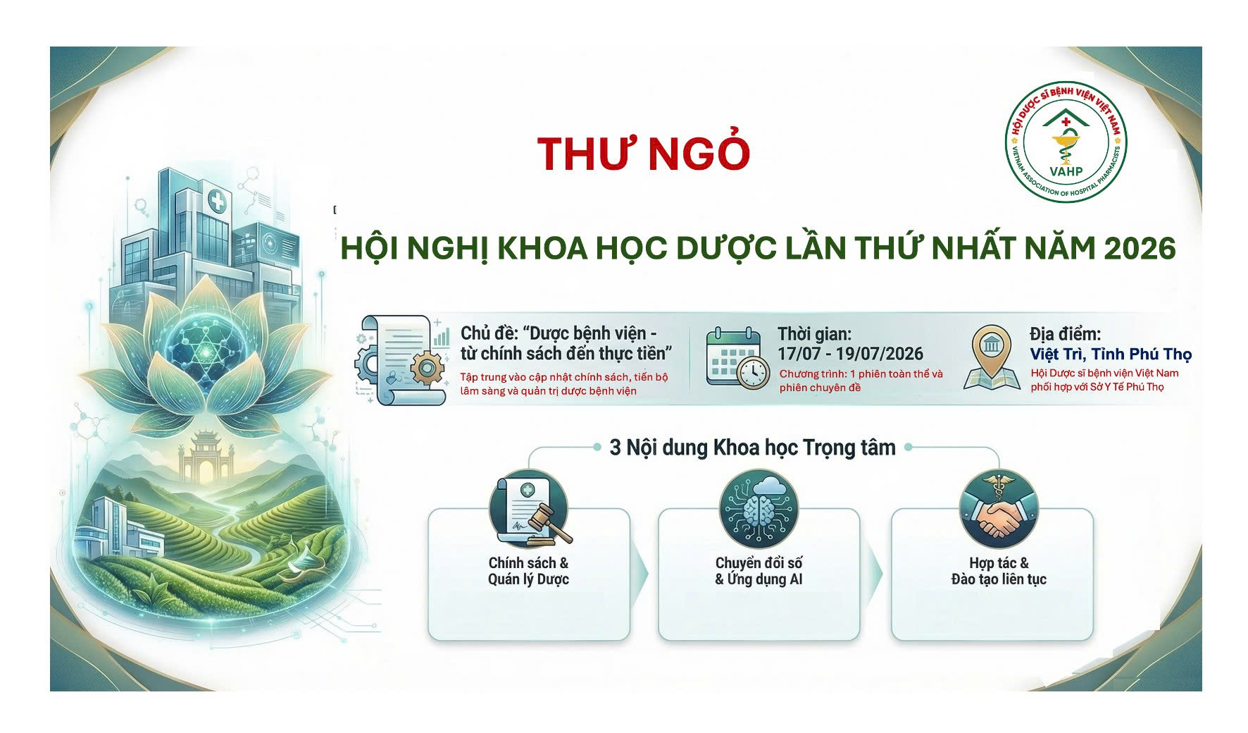 THƯ NGỎ KÍNH MỜI THAM GIA VÀ HỖ TRỢ TỔ CHỨC HỘI NGHỊ KHOA HỌC DƯỢC BỆNH VIỆN LẦN THỨ NHẤT - NĂM 2026